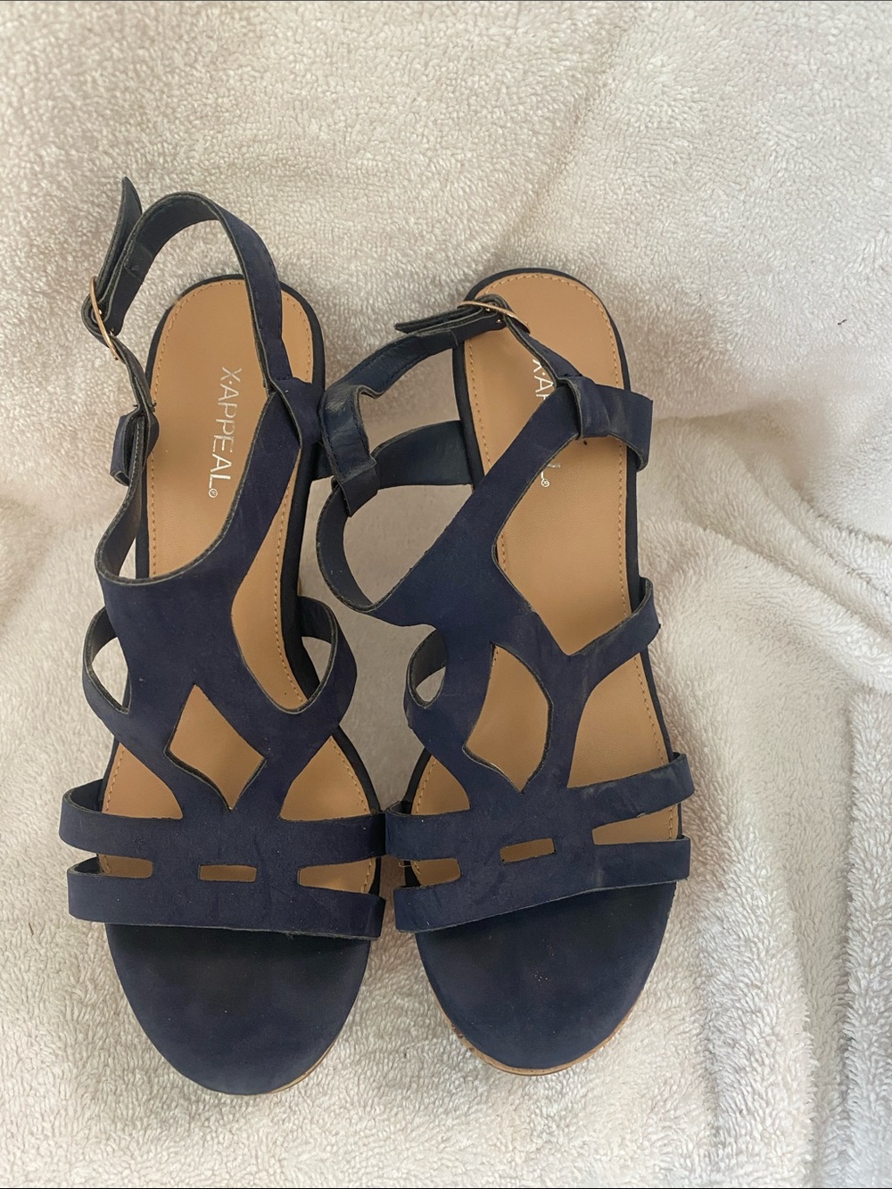 Xappeal Navy Strappy Cutout Slingback Sandals